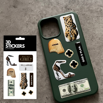 Об&rsquo;ємні 3D наклейки "Leopard Edition" Набір 8 стікерів SB-48 фото
