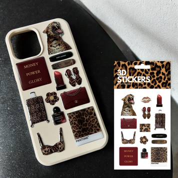 Об&rsquo;ємні 3D наклейки "Leopard mood" Набір 8 стікерів SB-50 фото