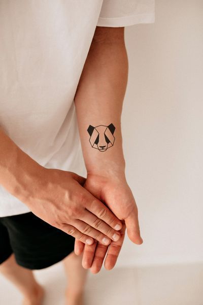 Тату-наклейка "Origami panda" T-054-2 фото