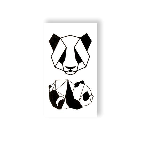 Тату-наклейка "Origami panda" T-054-2 фото