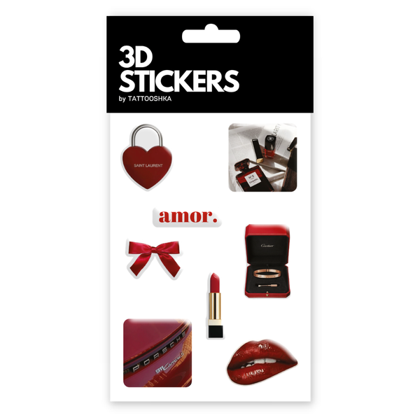 Об&rsquo;ємні 3D наклейки "Classic red " Набір 8 стікерів SB-41 фото