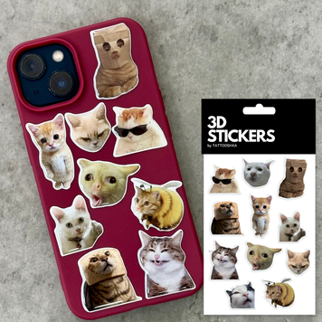 Объемные 3D наклейки "Fanny cats mems" Набор 12 стикеров SB-57 фото